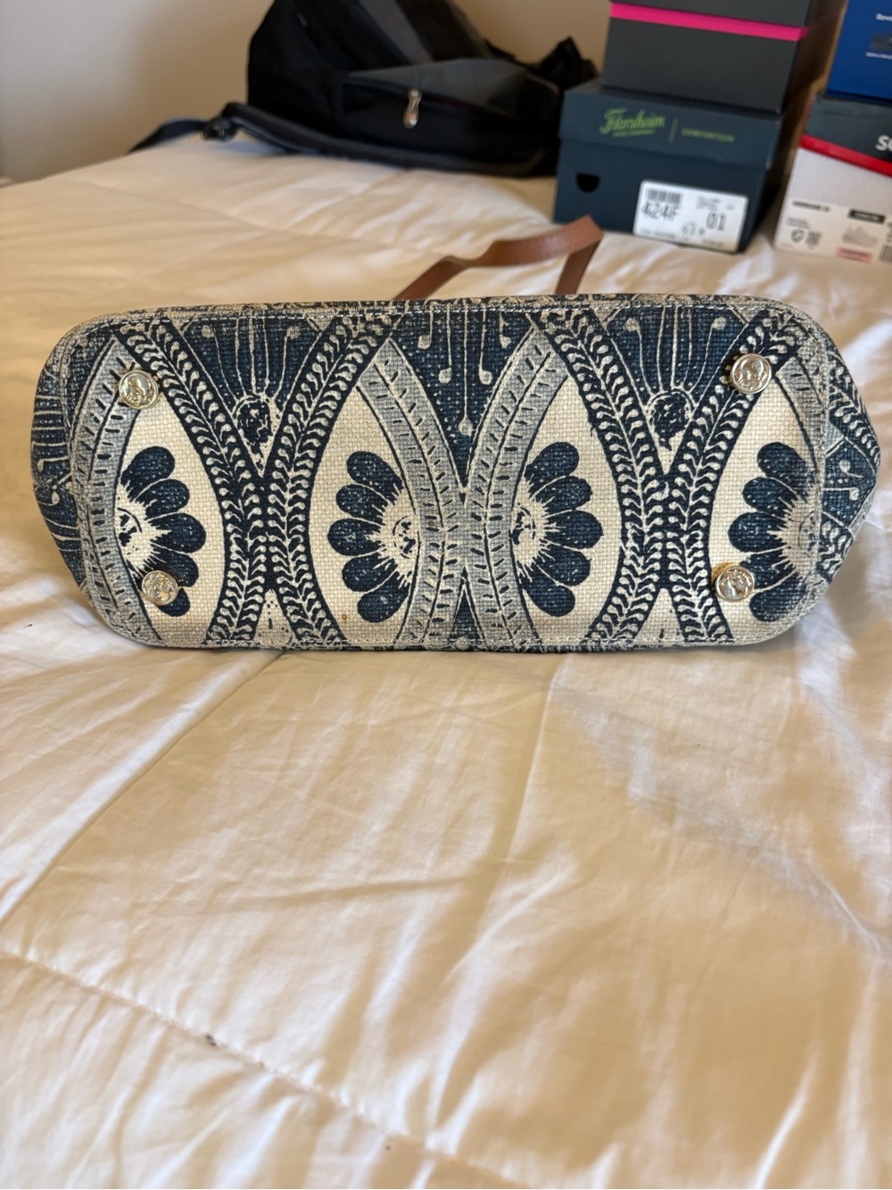 Spartina 449 Navy & Tan Patterned Shoulder Tote - Picture 5 of 9